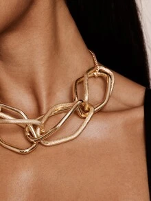 Valisandre A Women's Geometric Personalized Exaggerated Chain Hip-Hop Necklace Women's And Cool Thick Chain Necklace - Gold - View 7