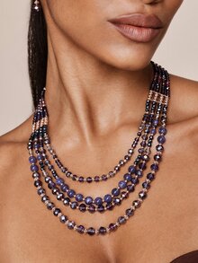Valisandre 1 Pc Elegant Luxurious Purple Multilayer Necklace Set - Multicolor - View 4