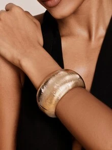 Valisandre 1pc Vintage Exaggerated Punk Style Asymmetric Bangle, Minimalist Thick Bangle Bracelet - Multicolor - View 4