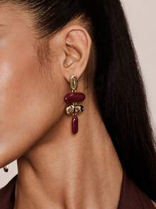 Valisandre 1 Pair Exaggerated Asymmetric Geometric Enamel Dangle Earrings, European And American Style - Multicolor - View 8