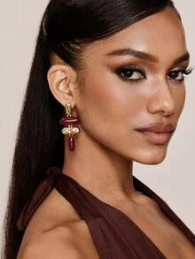 Valisandre 1 Pair Exaggerated Asymmetric Geometric Enamel Dangle Earrings, European And American Style - Multicolor - View 6