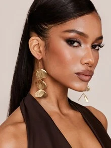 Valisandre 1 对优雅金属鱼尾流苏长款吊坠耳环（女士） - 金黃色 - 查看 7