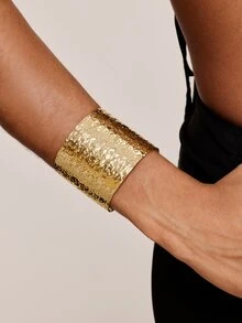 Valisandre 1pc Fashionable, Exquisite And Atmospherical Classic Linen Dot Pattern European Style Open Cuff Bracelet - Gold - View 8