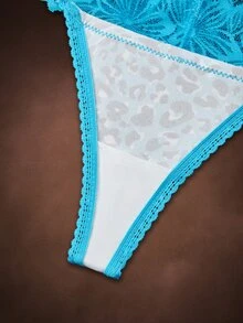 Bella Beso Women 3 Packs Contrast Lace Sexy Thongs Cute Leopard Print Multicolored Assortment Underwear, Low Rise - Multicolor - View 5