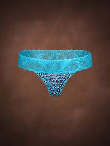 Bella Beso Women 3 Packs Contrast Lace Sexy Thongs Cute Leopard Print Multicolored Assortment Underwear, Low Rise - Multicolor - View 11