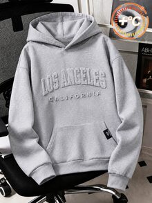 SHEIN Vacaura 1件青少年男孩休閒簡約壓紋套頭衛衣，舒適版型，秋冬新款，適合休閒運動穿著與多季節穿搭 - 灰色 - 查看 6