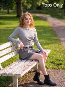 SHEIN MOD Women's Fashion Casual Solid Color Oblique Shoulder Button Gray Sweater In Fall/Winter - Grey - View 2