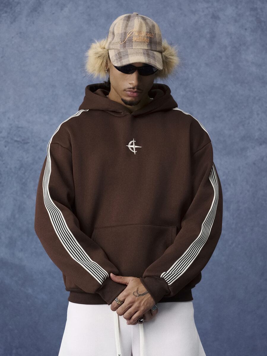 PAVTROS Men's Colorblock Casual Everyday Brown Hoodie - Coffee Brown - View 1