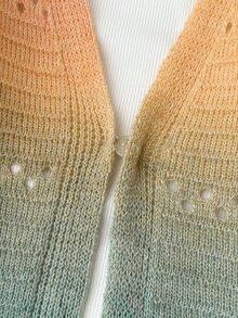 SHEIN 女童彩色漸層針織V領長版秋季開襟外套 - 粉色 - 查看 7