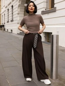 micahgianneli 2025 New Women Casual Loose Scimitar Suit Pants With ...
