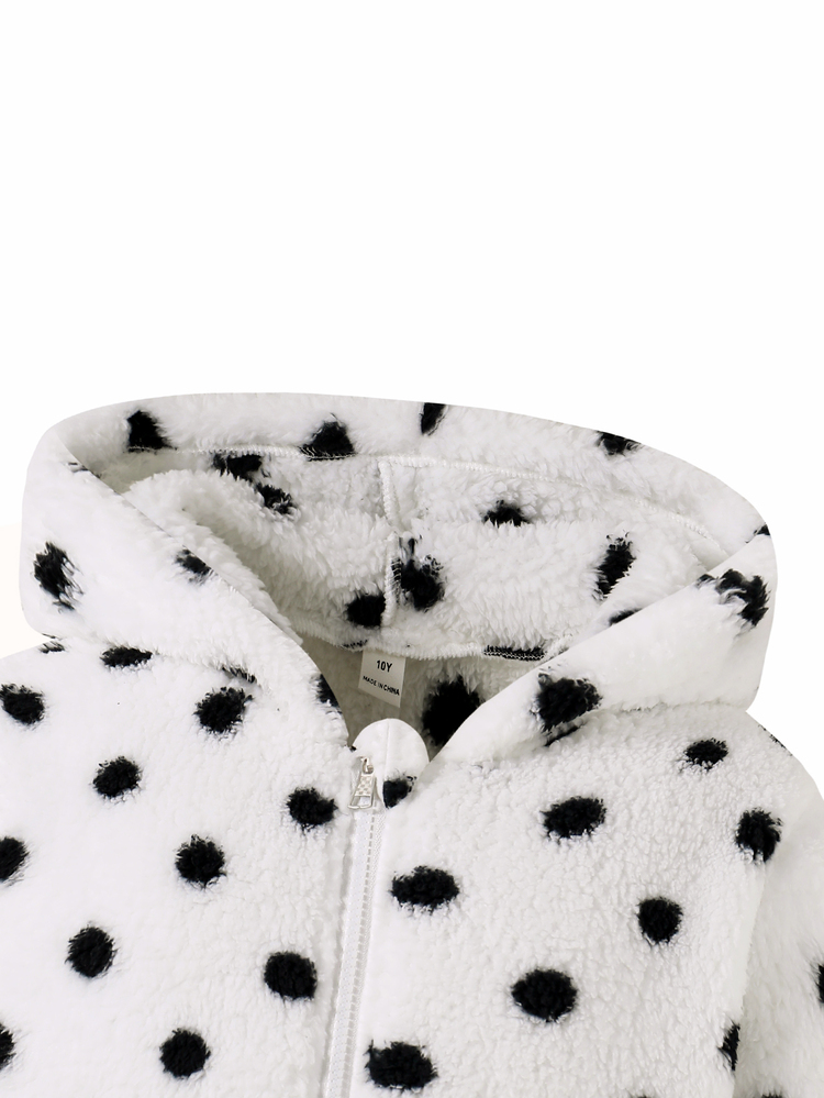 1 pieza Chaqueta corta con capucha, manga larga, cremallera delantera, puños y bajo acanalados, de punto esponjoso con jacquard, para niña preadolescente, otoño/invierno - Multicolor - Añade 5