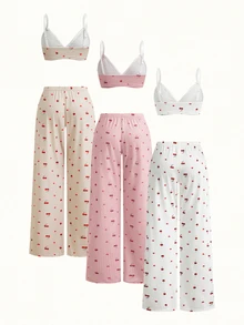 Bonmuse 3pcs Women's Printed Comfortable Underwear & Pants Set - Multicolor - View 2