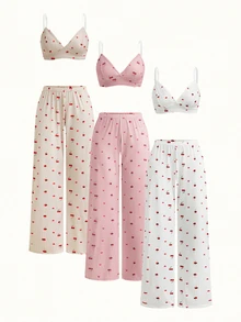 Bonmuse 3pcs Women's Printed Comfortable Underwear & Pants Set - Multicolor - View 1