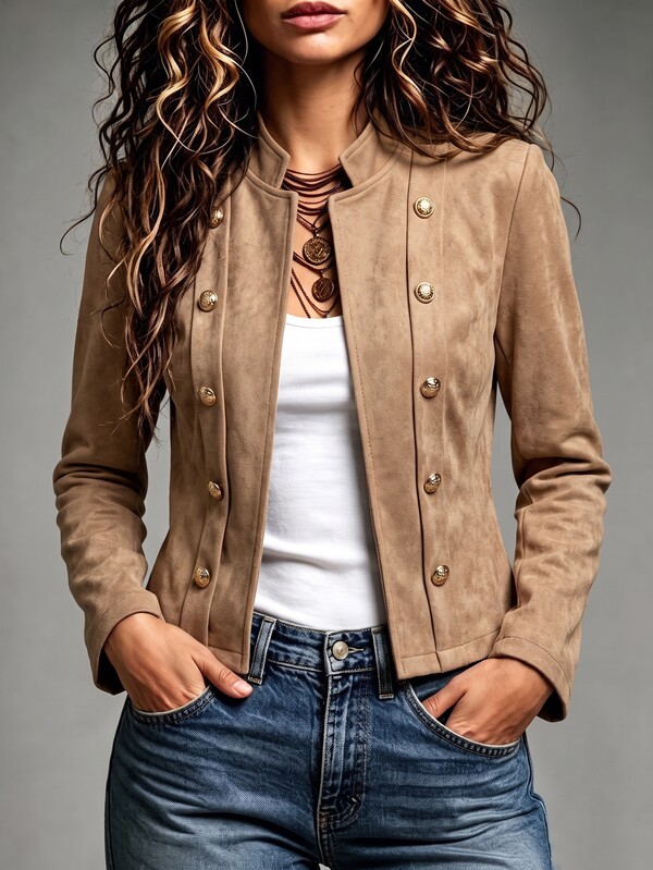 SHEIN Women's Solid Color Fashion Versatile Long Sleeve Jacket