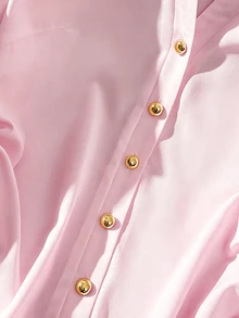 Franclia 女款夏季休閒純色側抽繩襯衫 - 粉色 - 查看 3