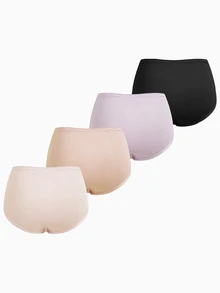 Slumbrini 4pcs/Pack Women's Plus Size Soft Skin-Friendly Lace Trimmed Triangle Panties - Multicolor - View 2