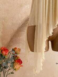 Soleia New Asymmetrical Romantic Ruffle Women's Top For Date, Afternoon Tea, Vacation, Music Festival, Beach, Boho, Fall Women, Vintage, Holiday - Apricot - View 7