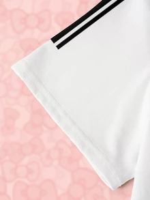 HELLO KITTY AND FRIENDS | SHEIN Men's Letter Cartoon Print Crew Neck Short Sleeve Casual T-Shirt - White - View 6