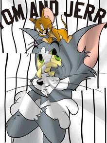 TOM & JERRY X SHEIN Kaos Pria Bergaris & Bergambar Kartun - Putih - View 7