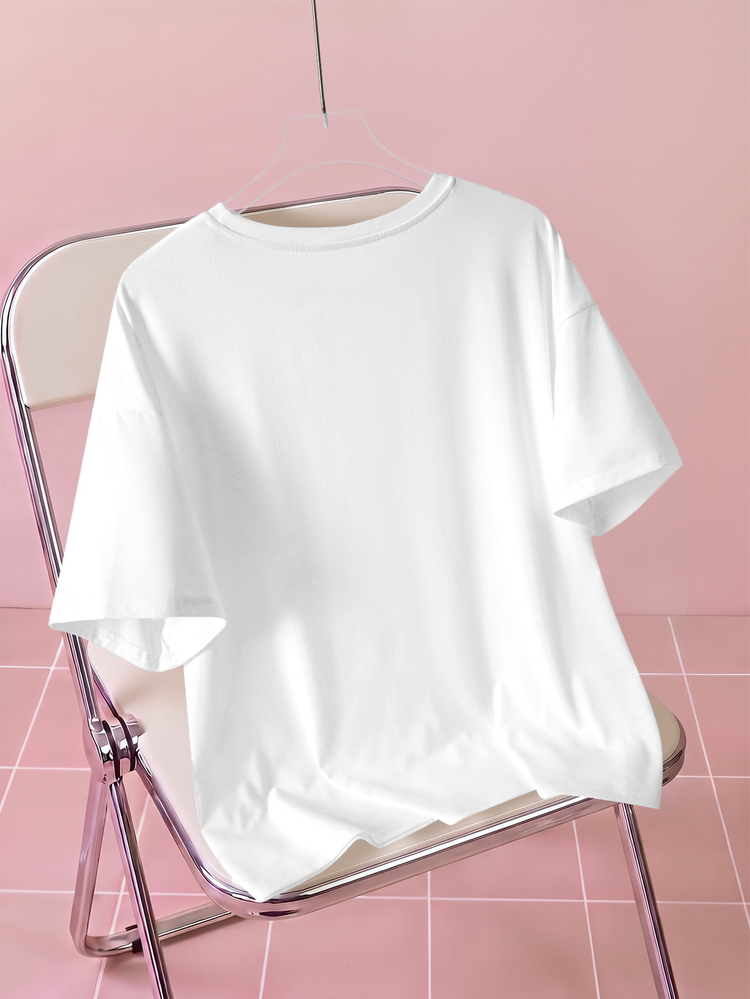 THE POWERPUFF GIRLS X SHEIN Plus Size Summer Casual Cartoon Print T-Shirt - White - View 2