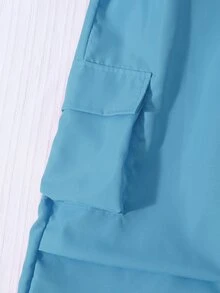 Sparklyn 青少年女孩花卉印花短袖T恤與長褲休閒日常套裝 - 藍色 - 查看 5