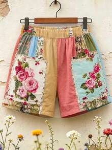 EMERY ROSE Pantalones cortos impresos minimalistas de vacaciones para mujer - Multicolor - Ver 2