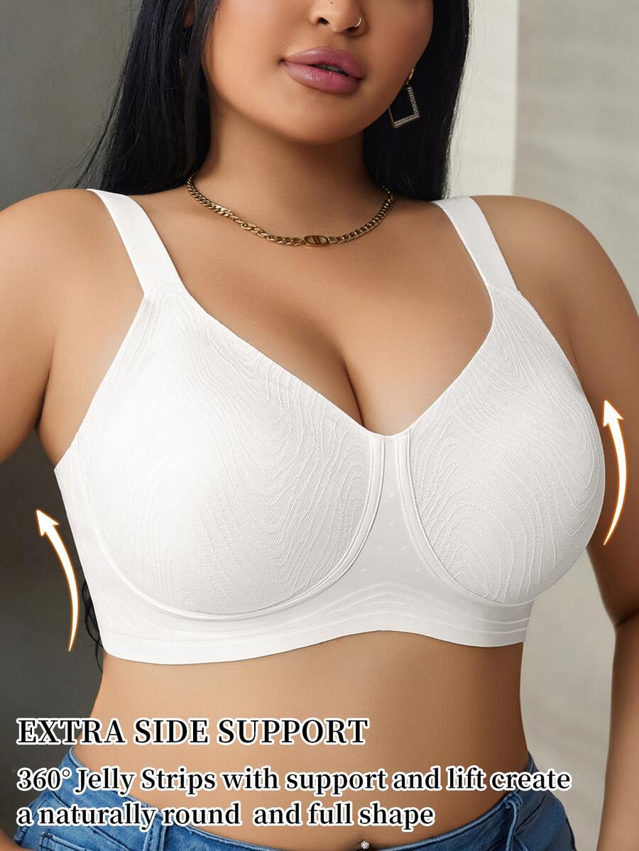DesireSculpt 1pc Plus Size Seamless Wireless Bra, Lift