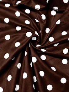 Lucivie Atasan Wanita Motif Polkadot Kontras Warna Ruffle Satu Bahu Terbuka Bahu dengan Kancing Palsu yang Mengencangkan Pinggang, Warna Putih Romantis Prancis Musim Semi/Panas, Cocok untuk Kencan dan Pakaian Sehari-hari - MultiWarna - View 7