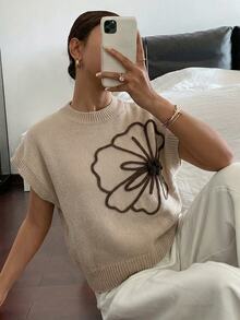 Siren Gaze Women's Casual Sleeveless Knit Top, Spring/Summer - Apricot - View 5