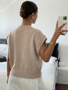 Siren Gaze Women's Casual Sleeveless Knit Top, Spring/Summer - Apricot - View 2
