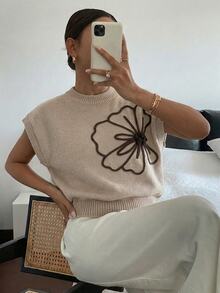 Siren Gaze Women's Casual Sleeveless Knit Top, Spring/Summer - Apricot - View 4