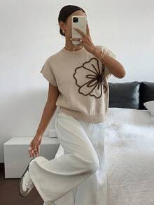 Siren Gaze Women's Casual Sleeveless Knit Top, Spring/Summer - Apricot - View 3
