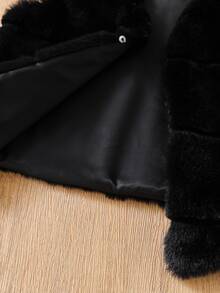 SHEIN Elladie kids Young Girls Cute Faux Fur Vest, Soft Fuzzy Sleeveless Jacket With Layered Design, Thicken Solid Plush Outerwear For Autumn Winter School Clothes - Black - View 9