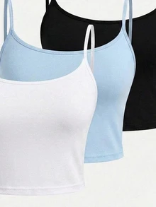 SHEIN Girlism 青少年女孩休閒極簡風 2 件組背心套裝，適合夏季 - 彩色 - 查看 2