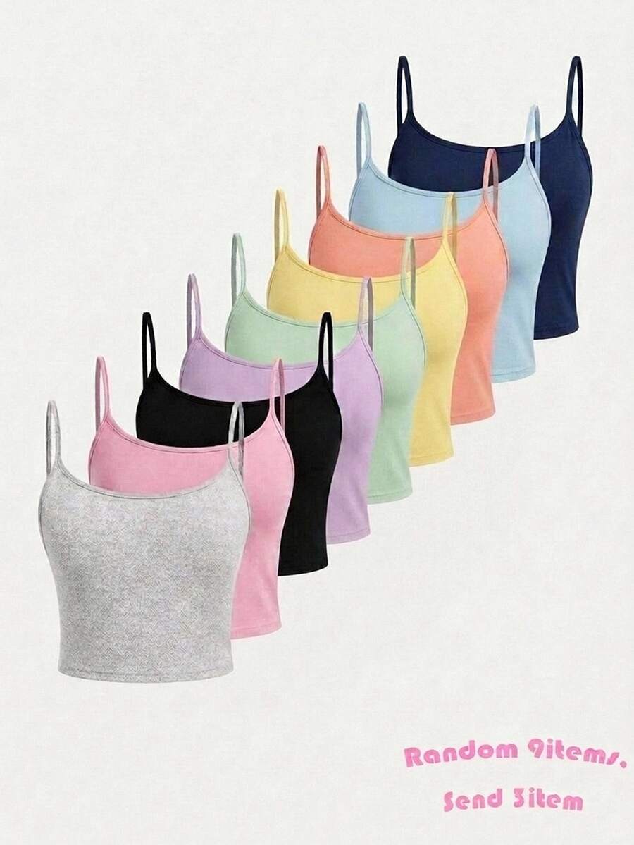 SHEIN Girlism 青少年女孩休閒極簡風 2 件組背心套裝,適合夏季 - 彩色 - 查看 1