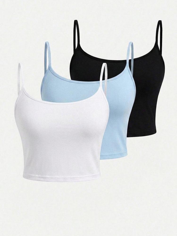 SHEIN Girlism Teen Girls Casual Minimalist 2pcs Pieces Tank Top Set, Suitable For Summer - Multicolor - View 3