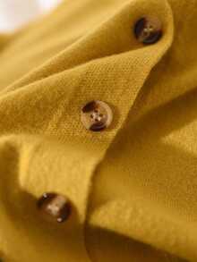 CosyJoli Women's Plus Size Casual Soft Form Business Casual Mustard Yellow Basic Cardigan, Autumn And / Office Dates School College - Yellow - View 8