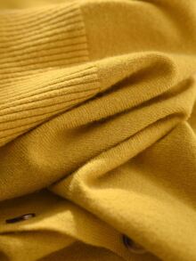 CosyJoli Women's Plus Size Casual Soft Form Business Casual Mustard Yellow Basic Cardigan, Autumn And / Office Dates School College - Yellow - View 7