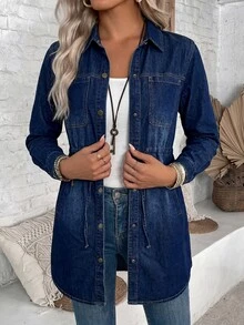 EMERY ROSE Women Denim Jackets & Coats Fall/Winter - Blue - View 3