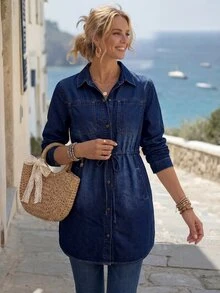 EMERY ROSE Women Denim Jackets & Coats Fall/Winter - Blue - View 7