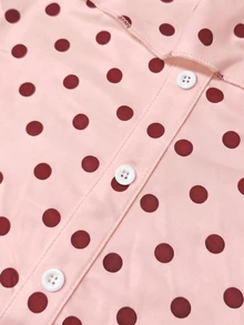 Lucivie Women's Polka Dot Contrast Color Ruffle Open Shoulder Waist-Cinching Faux Button Top, Spring/Summer French Romantic White, Suitable For Dating And Daily Wear - Multicolor - View 5