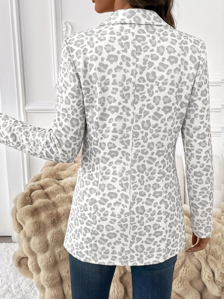 SHEIN Clasi Women's Elegant Casual Summer Plaid Blazer Jacket, Long Sleeve, Versatile Everyday Commute Classic Plaid Coat Teachers' Day Office Going Out White - Beige - View 2