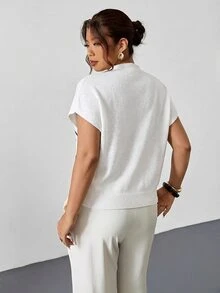 Firerie 女款優雅波希米亞風高領寬鬆休閒百搭無袖針織背心,白色/黑色,適合外出、夏季校園穿搭、辦公室與約會 - 彩色 - 查看 3
