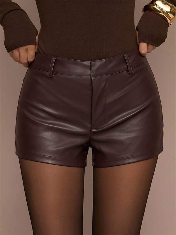 SHEIN BAE Women's Fashion Commute Solid Color Shorts