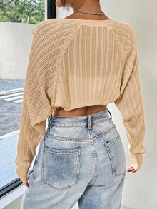 SHEIN EZwear Women Lightweight Cardigans - Apricot - View 2