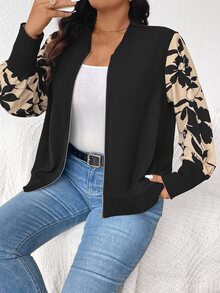 SHEIN Frenchy 女士加大码花卉拼布轻便夹克 - 彩色 - 查看 6