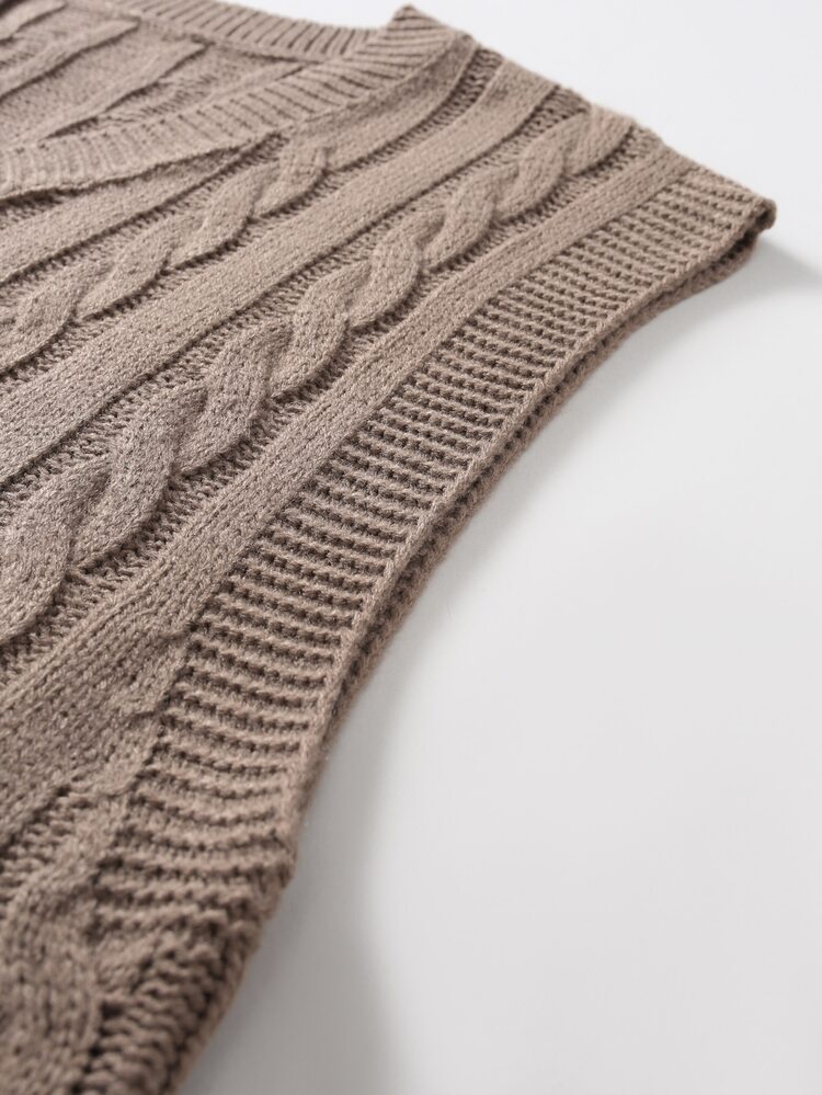 Marcello Vane Men's Vintage Versatile V-Neck Knit Vest Fashion - Brown - View 3
