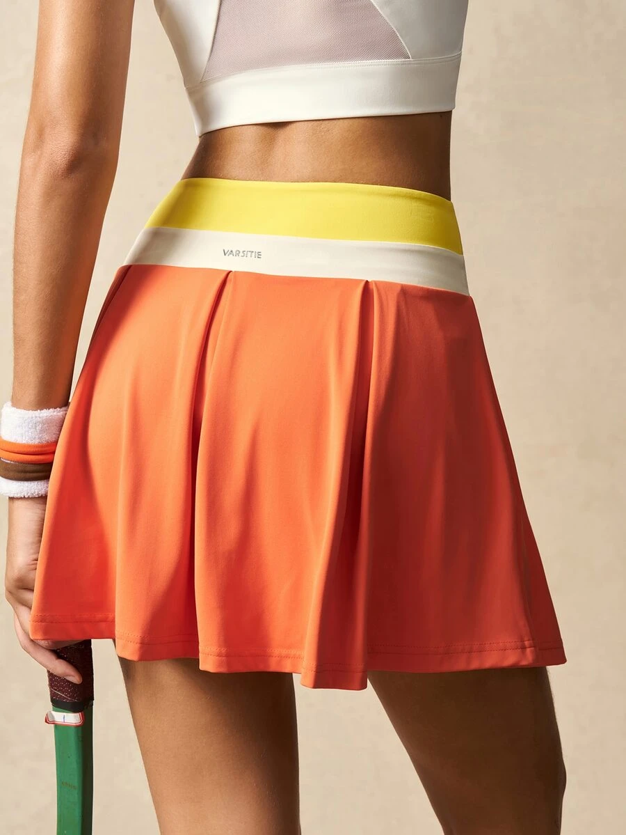 VARSIVA Women's Casual Contrast Color Waistband Tennis Sports Skirt Shorts - Multicolor - View 1
