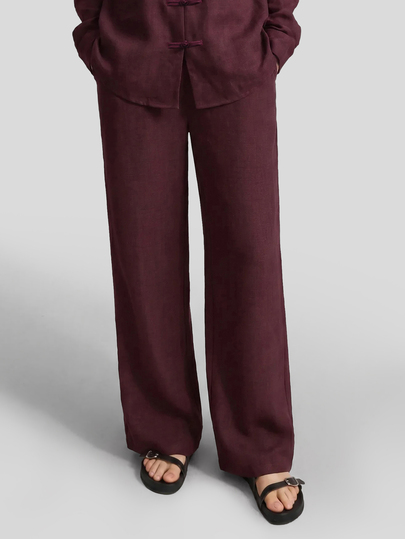 Ontre 2026 Autumn/Winter New Fashion Elegant Modern Chic Vacation Commute Casual Fitness Outfit Cruise Wear Long Sleeve Loose Straight Leg Red Burgundy Women's Two Pieces Set Versatile Slimming Height-Enhancing Elegant Daily Wear Commute Wear Office Wear Date Wear Fashion Wear Streetwear