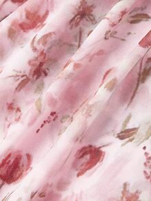 SHEIN MOD 女款花卉圖案金屬裝飾時尚掛脖上衣 - 粉色 - 查看 6